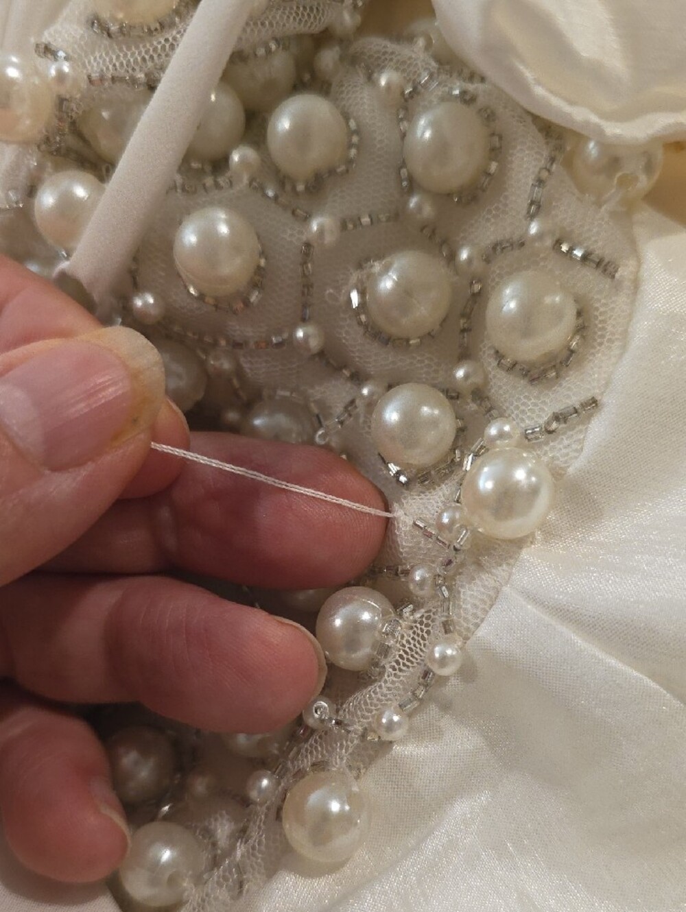 For Love & Lemons White Pearl-Embellished Mini Dress - Picture 10 of 15